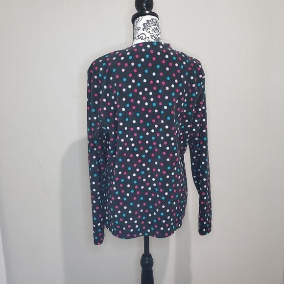 intimate essentials large womens fleece long sleeve polka dot shirt - Picture 4 of 10